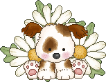 Chien et fleurs